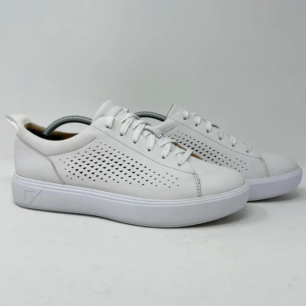 Under Armour White Perforated Leather Capeside Crew Sneakers Wmns 8.5